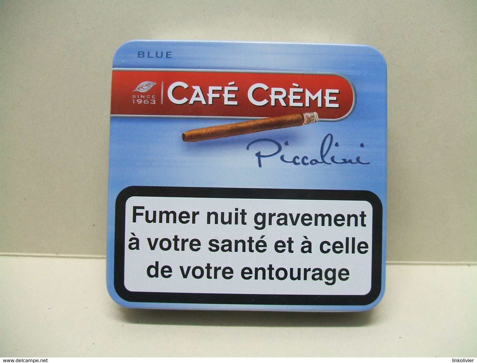 BOITE Métal Vide CAFE CREME Piccolini Blue - Estuches Para Puros