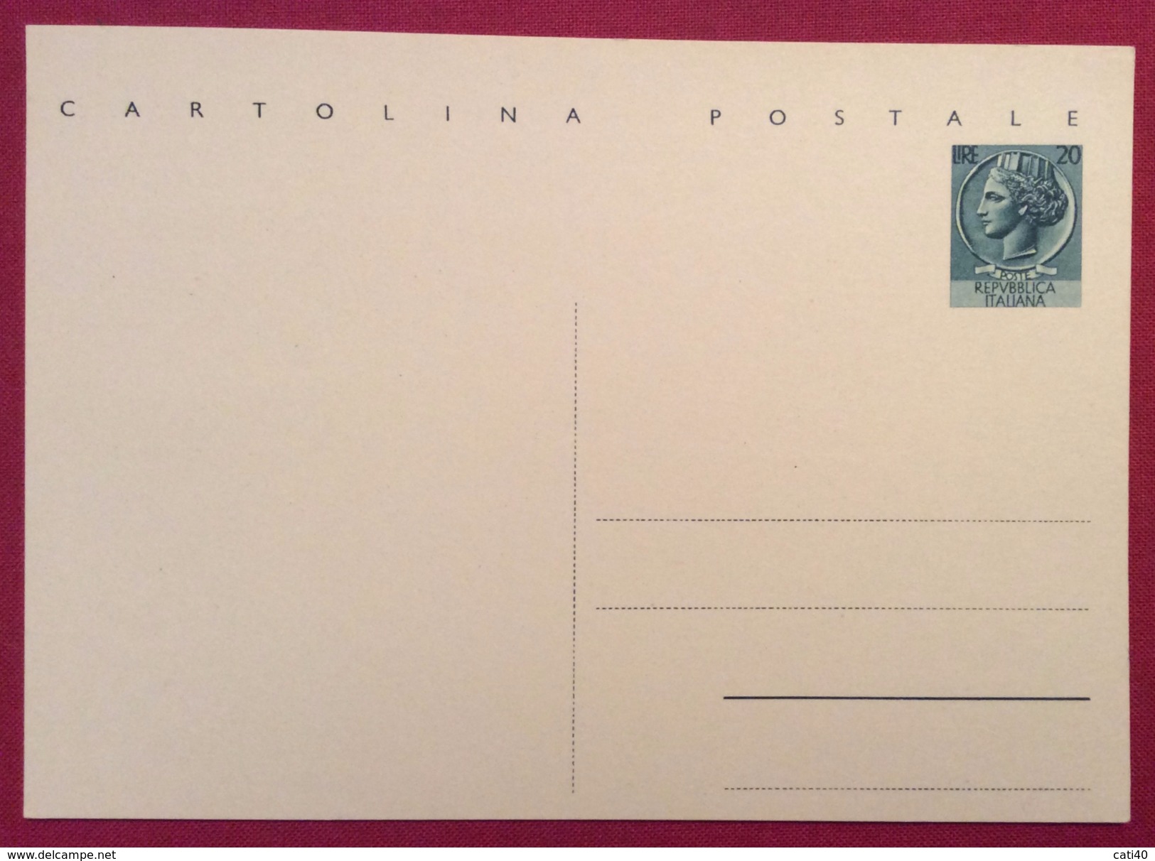 INTERO POSTALE L. 20 Turrita SCRITTA LUNGA NUOVO BB - Postwaardestukken