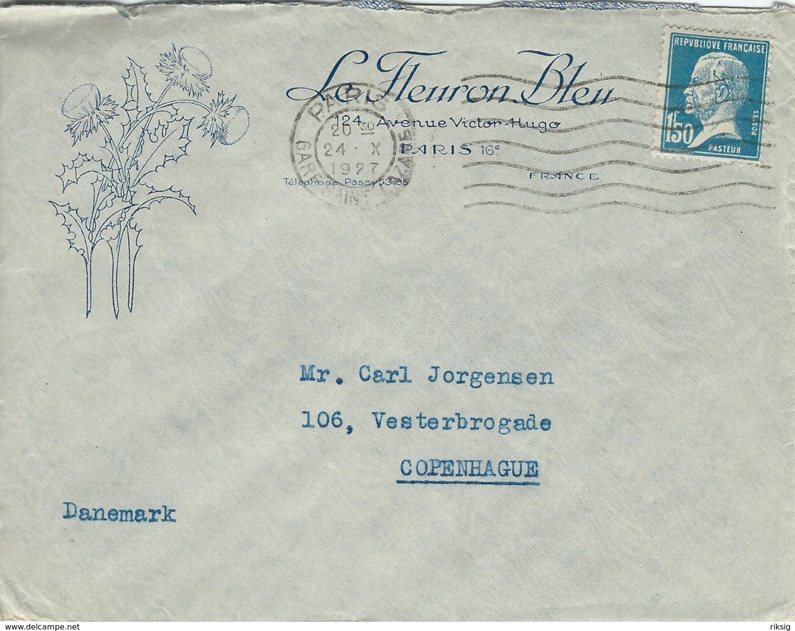 France.  Cover Sent To Denmark 1927    H-1044 - Covers & Documents