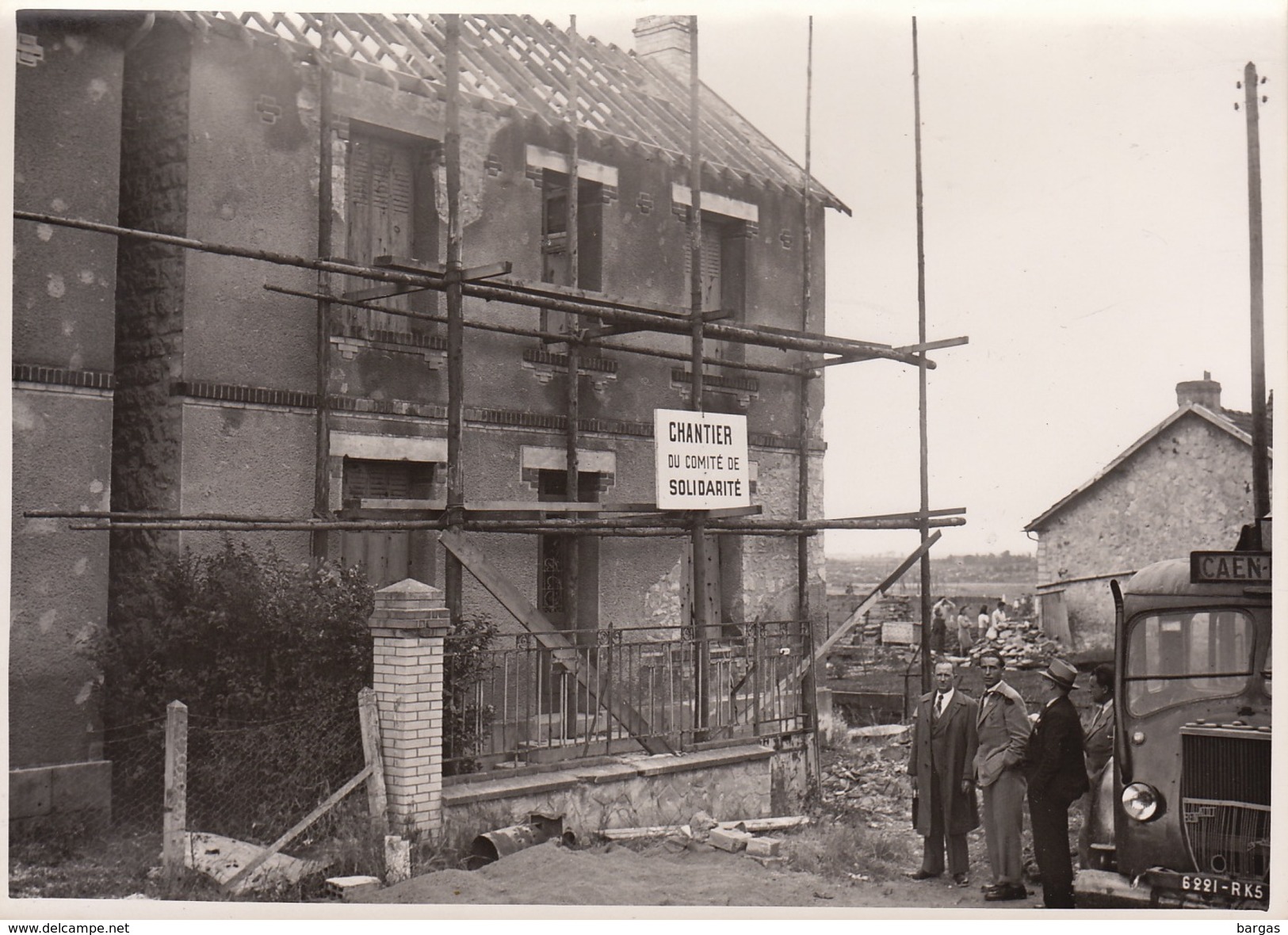 Photo Guerre Caen Visite Du  Chantier Du Comité De Solidarité SNCF 18x13cm - Guerre, Militaire