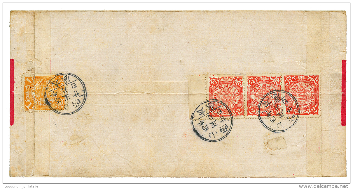 CHINA 2c(x3) + 1c(defective) On REGISTERED Native Envelope. Vf. - Other & Unclassified