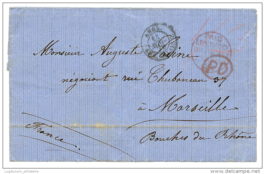 1870 PAID LIVERPOOL/BR.PACKET Red + PD On Entire Letter Datelined "SIERRA-LEONE" To FRANCE. Verso, Red Cachet PAID AT SI - Other & Unclassified