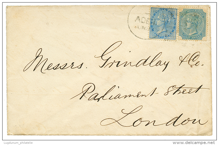 ADEN : 1881 INDIA 1/2a + 4a Canc. ADEN On Envelope To ENGLAND. Vf. - Autres & Non Classés