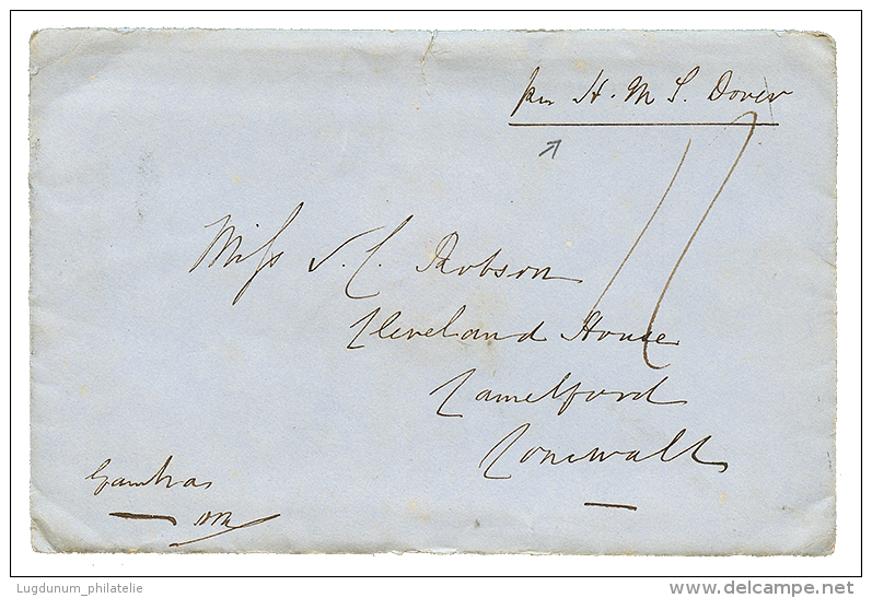 1850 "1/" Tax Marking + "Per H.M.S DOVER" On Envelope With Full Text Datelined "BATHURST RIVER GAMBIA" To GREAT BRITAIN. - Sonstige & Ohne Zuordnung