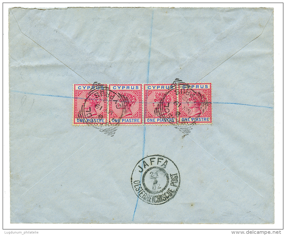 CYPRUS To JAFFA PALESTINE : 1902 1P(x4) Canc. LIMASSOL On Reverse Of REGISTERED Envelope To JAFFA. Superb. - Sonstige & Ohne Zuordnung