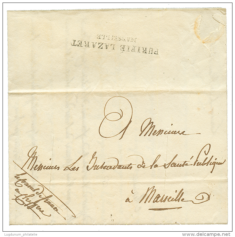 1835 PURIFIE LAZARET MARSEILLE On Entire Letter (CONSUL De FRANCE &agrave; LARNACA) To FRANCE. Superb. - Sonstige & Ohne Zuordnung