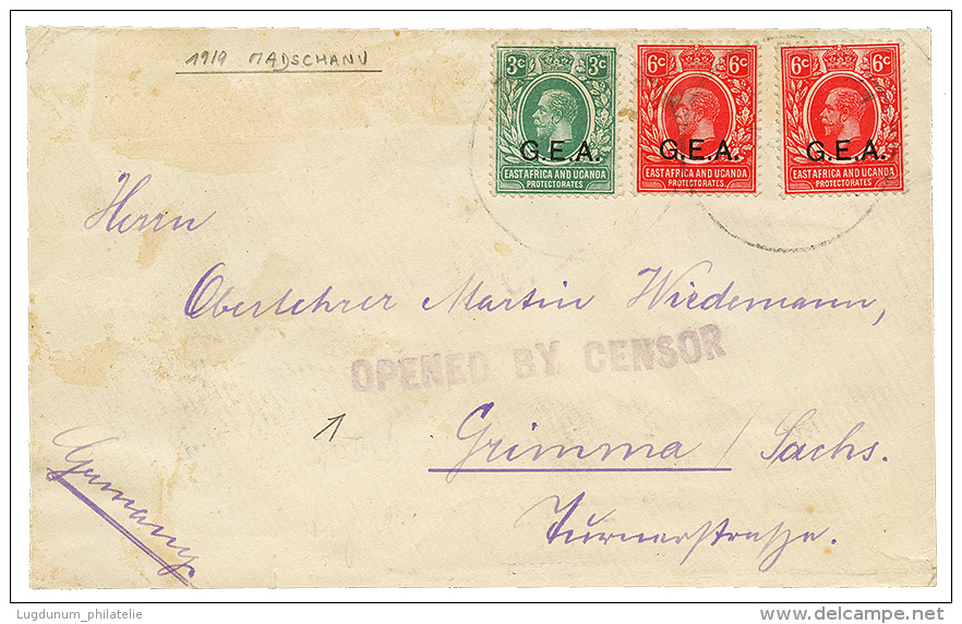 GEA : 1919 3c+ 6c(x2) + OPENED BY CENSOR On Envelope From MADSCHANU To GERMANY. Vf. - Other & Unclassified