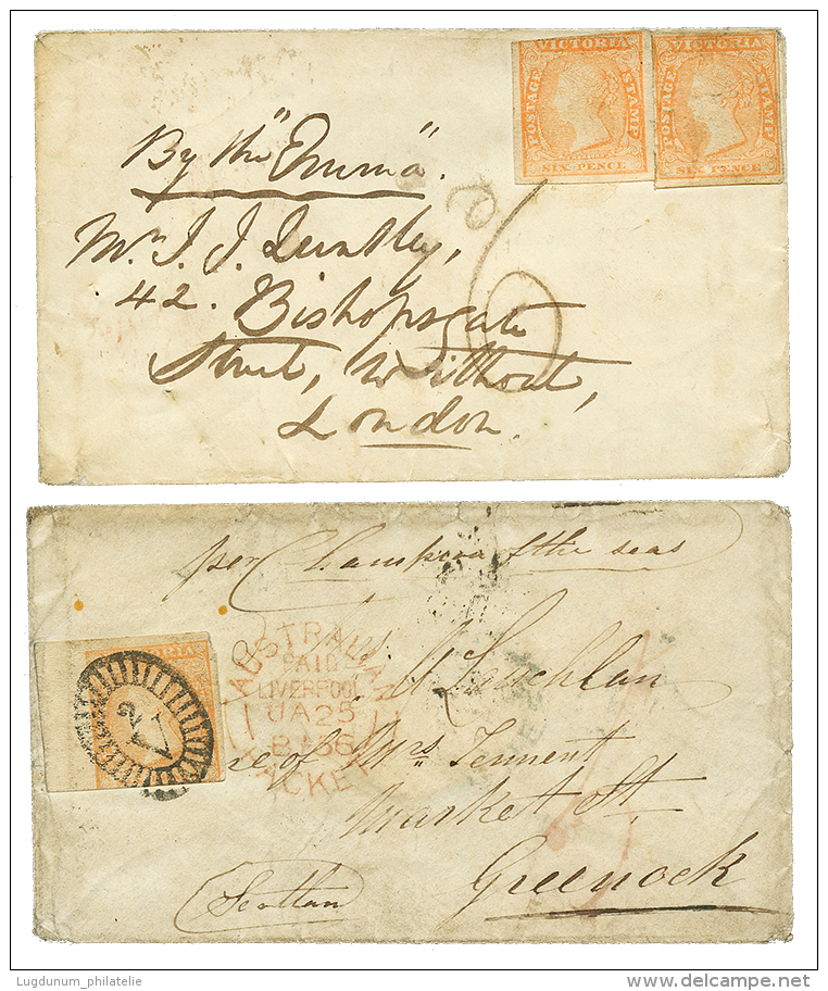 2 Covers : 1856 6d Fault To SCOTLAND And 6d(x2) Uncancelled + "6" Tax Marking To LONDON. F/Vf. - Sonstige & Ohne Zuordnung