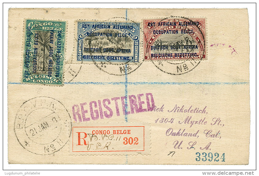 1918 15c + 25c + 40c Canc. BPCVPK N&deg;11 O REGISTERED Envelope To UNITED STATES. Vf. - Autres & Non Classés