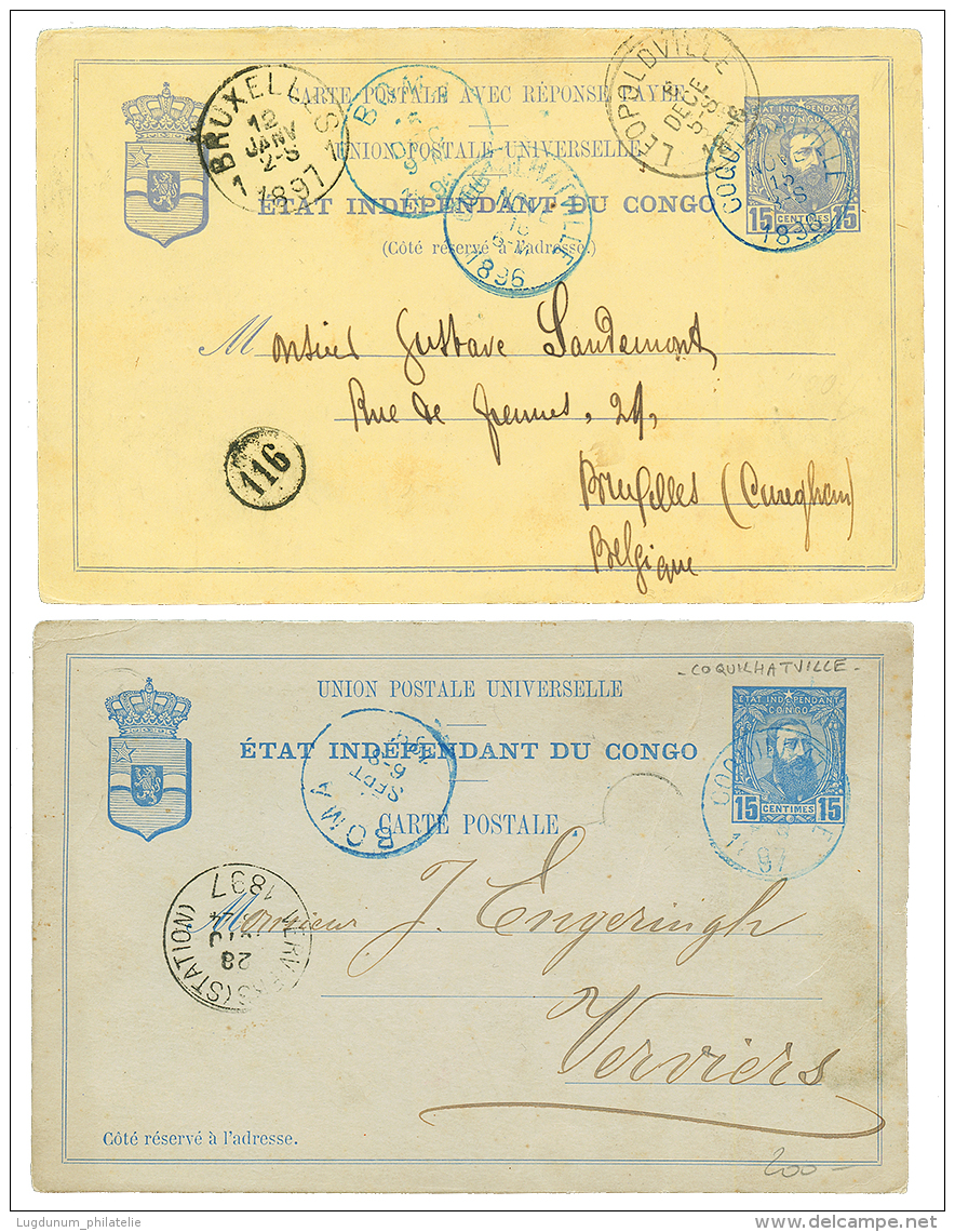 1897 Lot Of 2 P./Stat Canc. COQUILHATVILLE To BELGIUM. Vf. - Other & Unclassified