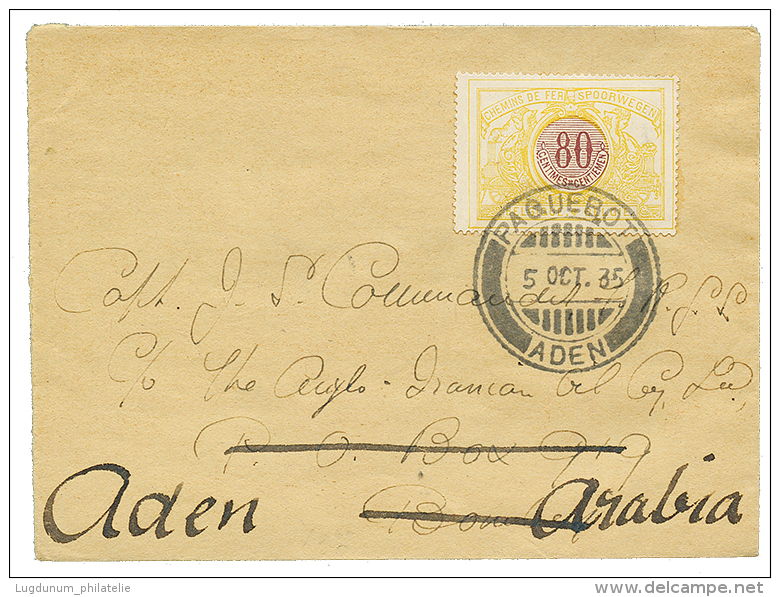 1935 "TIMBRE CHEMIN DE FER" 80c Obl. PAQUEBOT ADEN On Envelope To ADEN ARABIA. Superb. - Other & Unclassified
