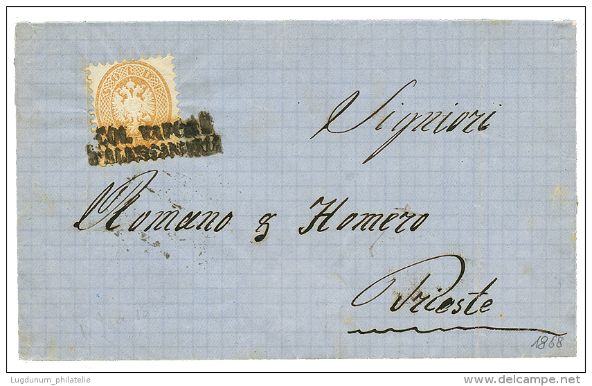 1868 15 SOLDI Canc. COL. VAPORE D'ALESSANDRIA On Cover To TRIESTE. RARE. F/Vf. - Altri & Non Classificati