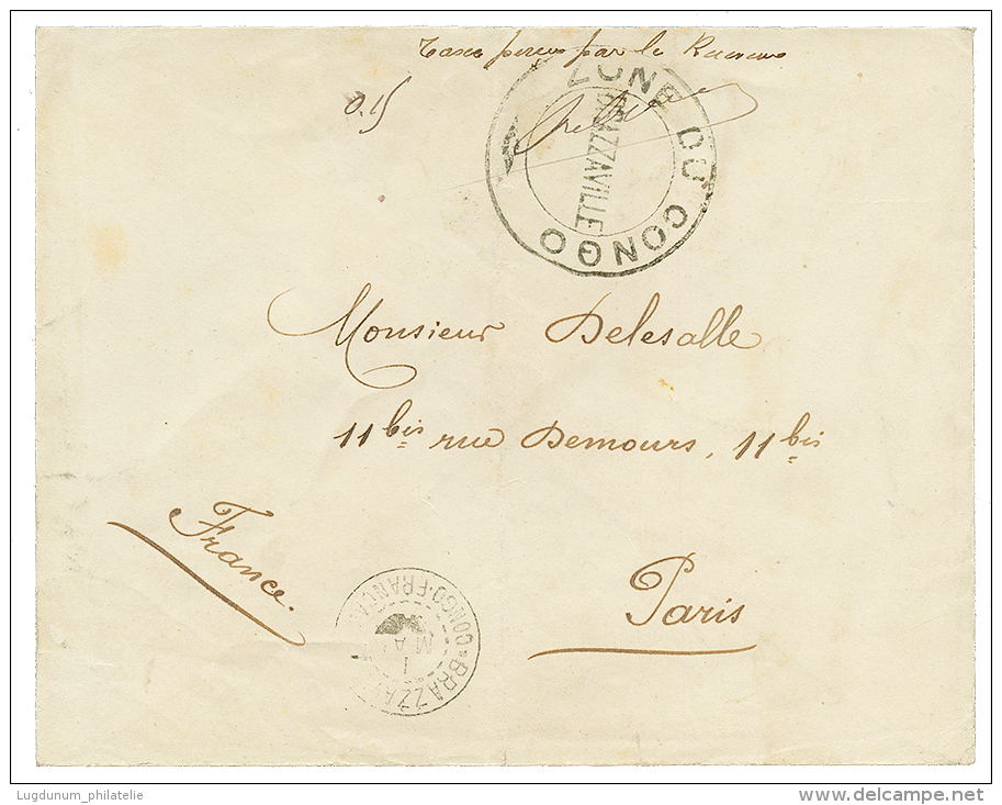 1900 "TAXE PERCUE PAR LE RECEVEUR 0,15" + Cachet ZONE DU CONGO/BRAZZAVILLE Sur Enveloppe Pour La FRANCE. Lettre En Prove - Other & Unclassified