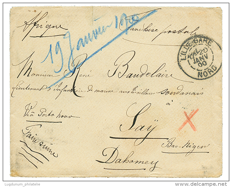 "POSTE PAR PIETON" : 1900 Enveloppe De LILLE Pour SAY. Verso, 8 Cachets Du DAHOMEY. TB. - Autres & Non Classés