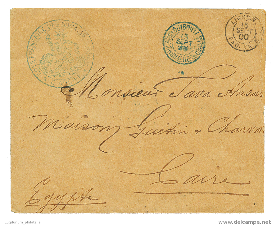 1900 25c(n&deg;12) Obl. DJIBOUTI Au Verso D'une Enveloppe Pour LE CAIRE (EGYPTE). TTB. - Other & Unclassified