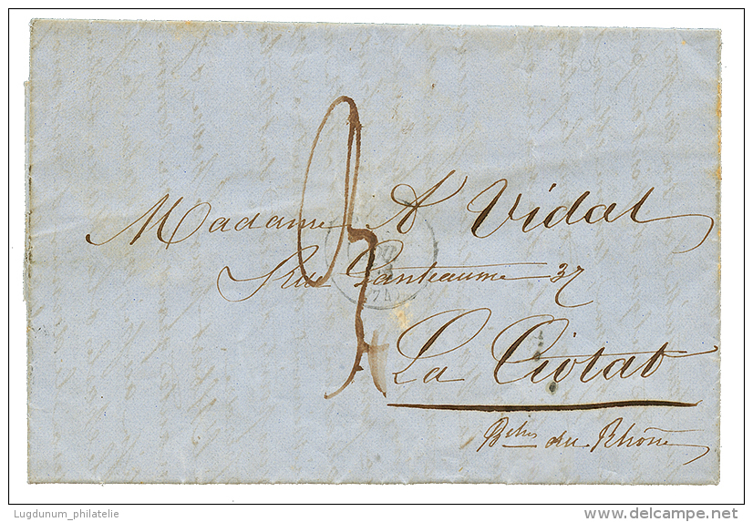 1856 Taxe "3" Sur Lettre Avec Texte Dat&eacute; "WHYDAH" Pour La FRANCE. Origine Tr&eacute;s Rare &agrave; Cette Date. T - Other & Unclassified