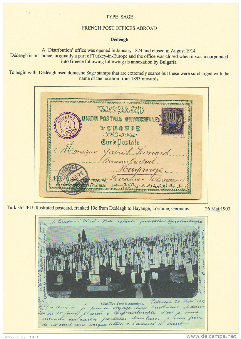 DEDEAGH : 1903 DEDEAGH 10c Obl. DEDEAGH TURQUIE Sur Carte Pour La LORRAINE(ALLEMAGNE). Superbe. - Other & Unclassified