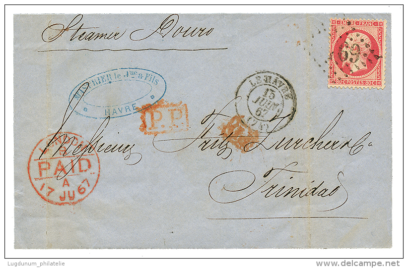 1867 80c(n&deg;24) Sur Lettre Du HAVRE Pour TRINIDAD. TB Destination. TB. - Other & Unclassified