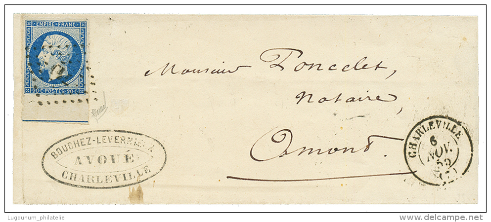 1855 20c(n&deg;14) Avec FILET D'ENCADREMENT Sur Lettre De CHARLEVILLE. TTB. - Other & Unclassified