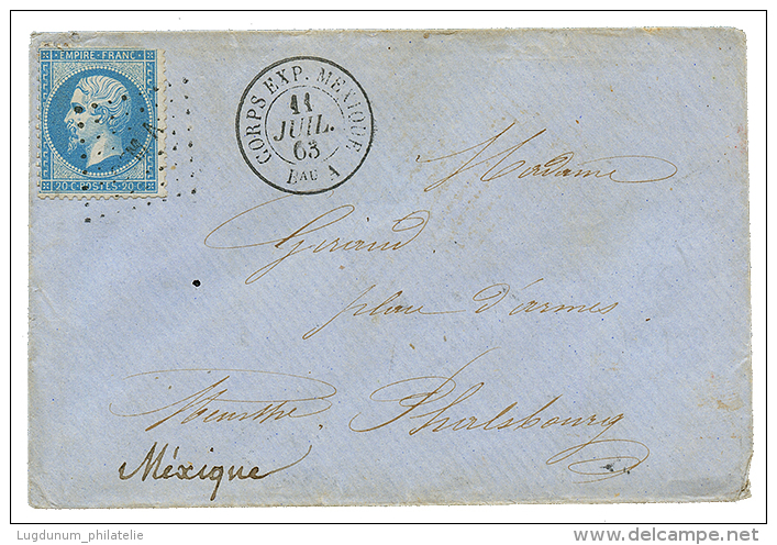 1863 20c(n&deg;22) Obl. CEMA + CORPS EXP. MEXIQUE Bau A Sur Enveloppe Pour La FRANCE. TTB. - Other & Unclassified