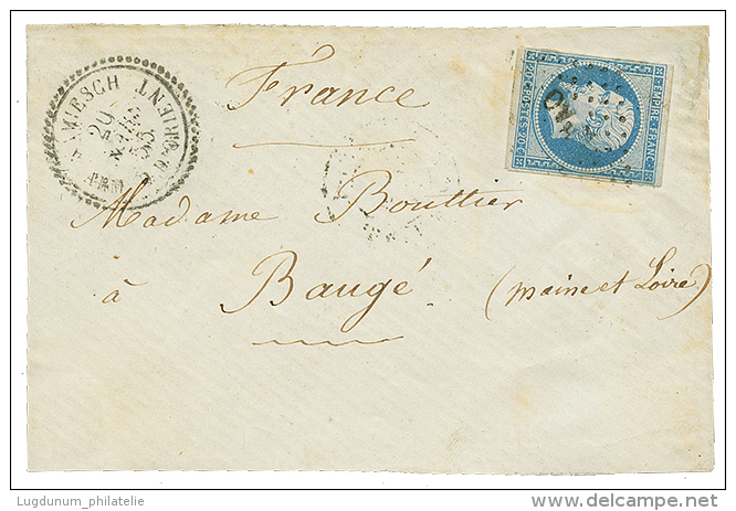 1855 20c L&eacute;g&egrave;rement R&eacute;par&eacute; Obl. KHAO + KAMIESCH ARMEE D'ORIENT Sur DEVANT De Lettre. Sign&ea - Autres & Non Classés