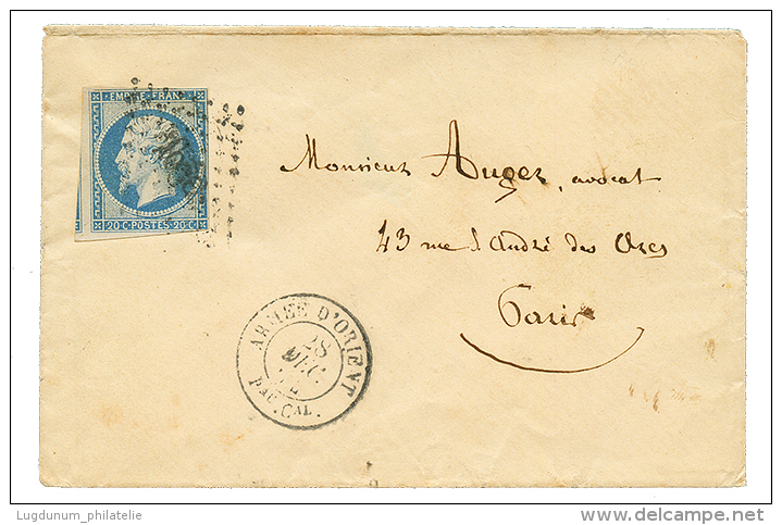 1855 20c(n&deg;14) Obl. AOCL + ARMEE D'ORIENT Bau Cal Sur Enveloppe Pour PARIS. TB. - Altri & Non Classificati