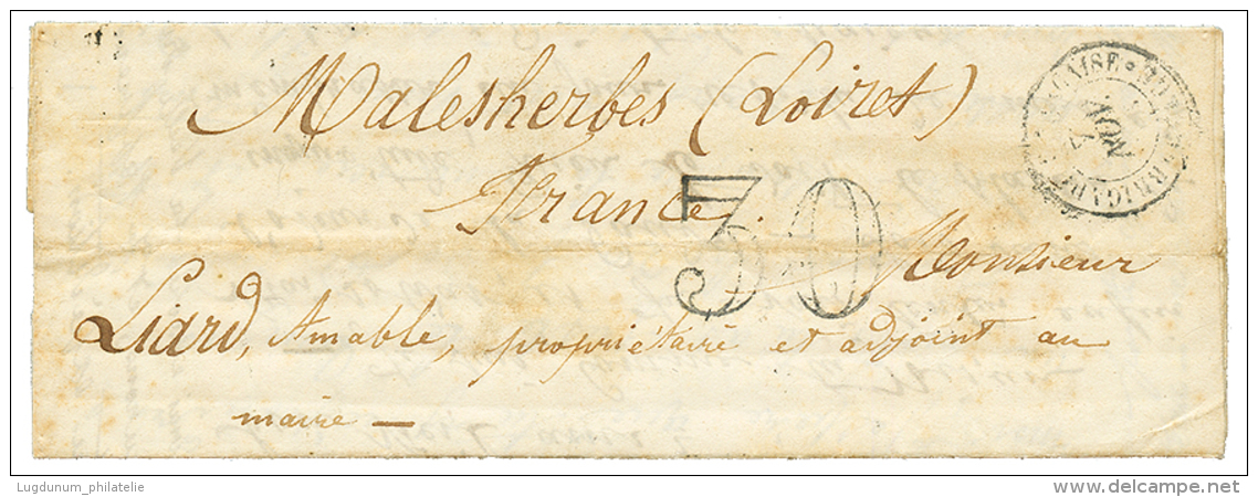 "BRIGADE FRANCAISE EN GRECE" : 1854 Cachet Tr&eacute;s Rare BRIGADE FRANCAISE EN GRECE + Taxe 30 D.T Sur Lettre Avec Tex - Autres & Non Classés