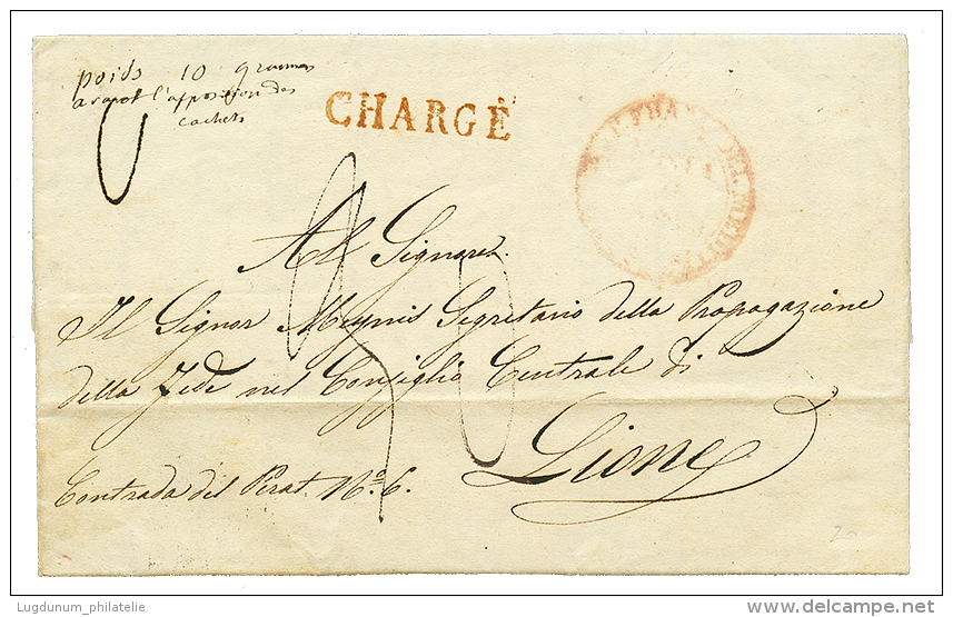 1852 CHARGE En Rouge Sur Lettre De NAPOLI Pour LYON(FRANCE). TB. - Otros & Sin Clasificación