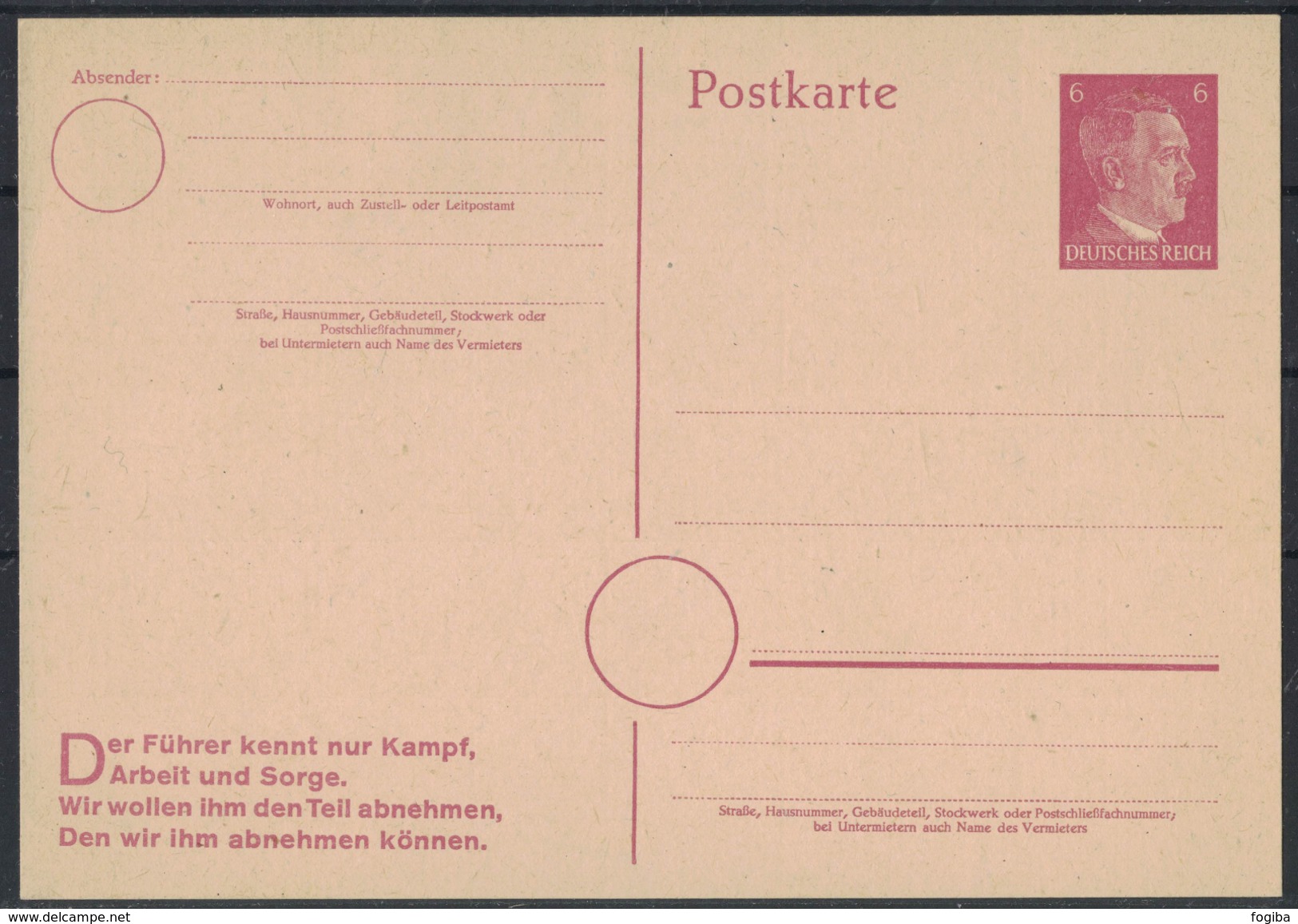 AZ255      Deutsches Reich Postkarte P 314/02 Der Führer Kennt... - Altri & Non Classificati