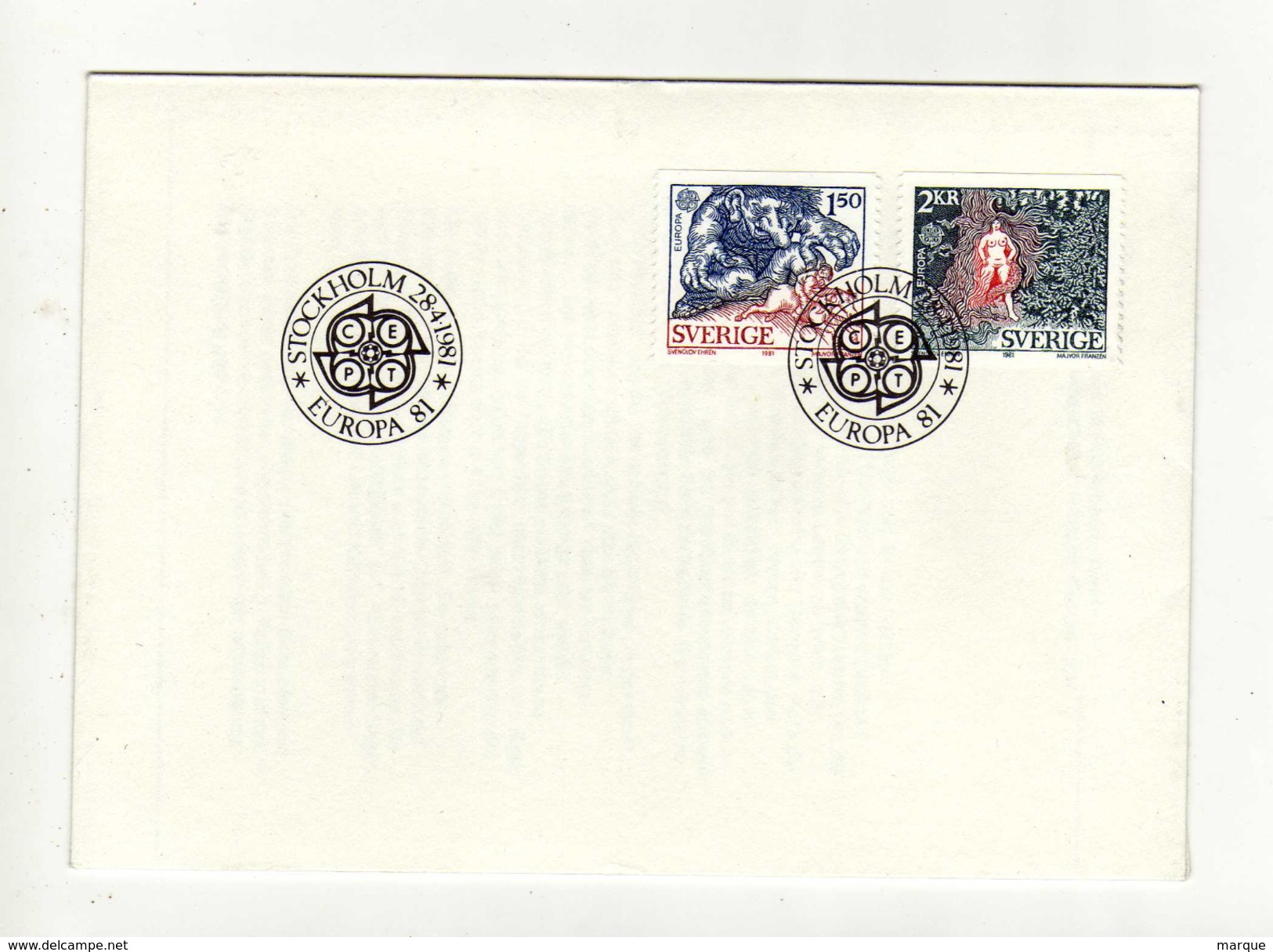 Enveloppe SVERIGE SUEDE Europa 1er Jour Oblitération STOCKHOLM 28/04/1981 - FDC