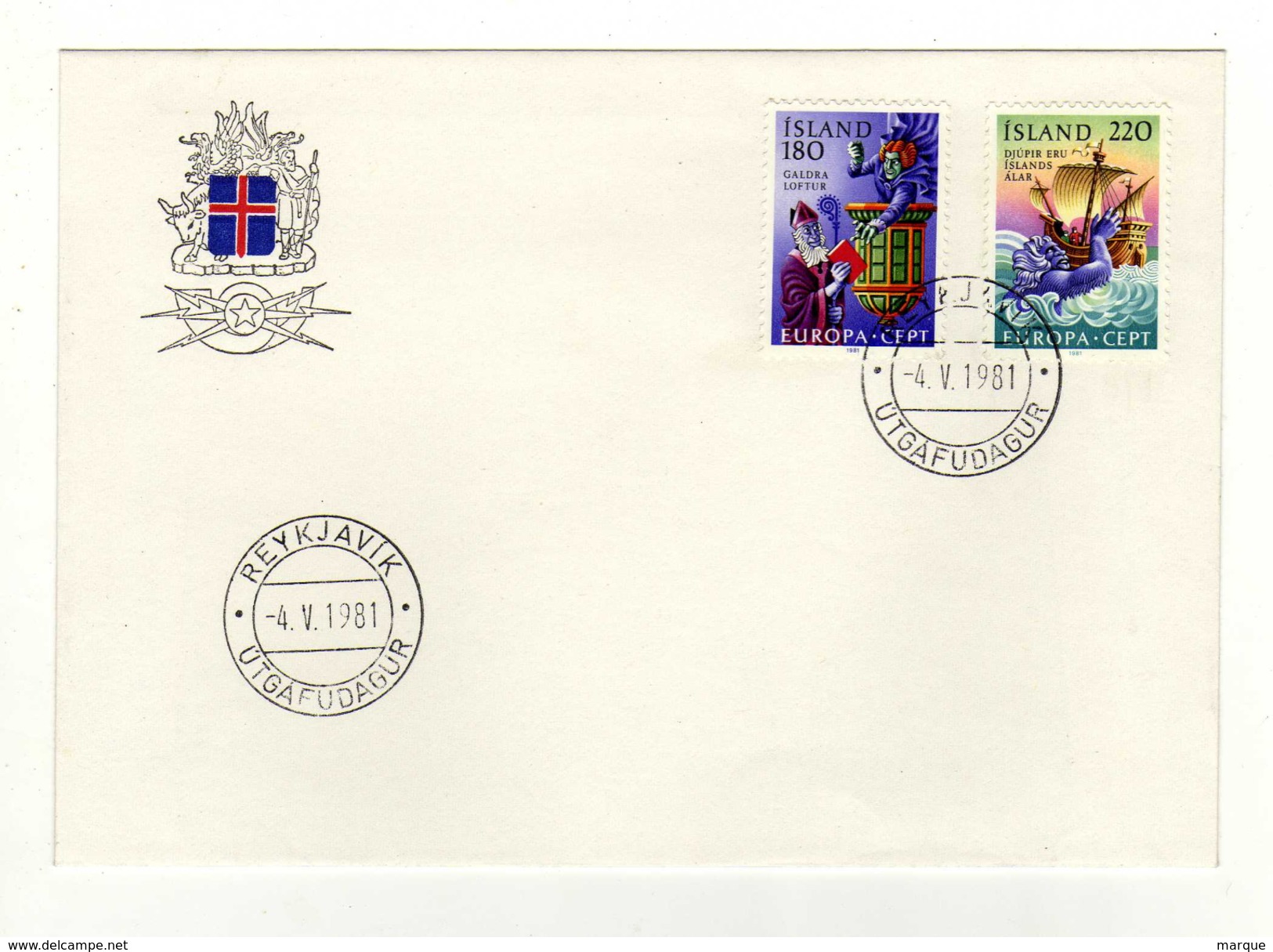 Enveloppe ISLAND ISLANDE Europa CEPT 1er Jour Oblitération REYKJAVIK 04/05/1981 - FDC