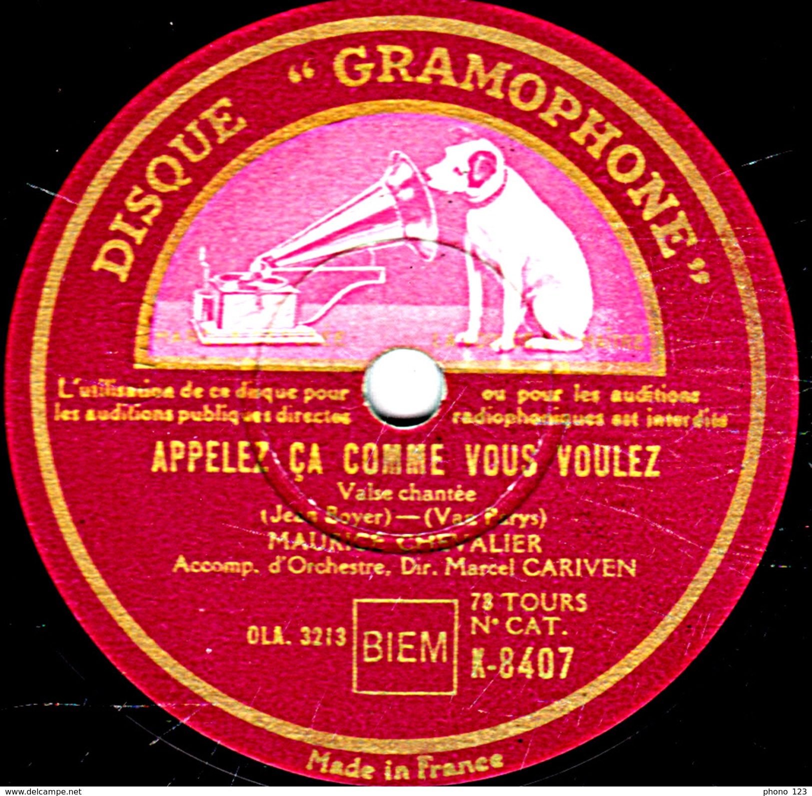 78 T. - 25 Cm - état M -  MAURICE CHEVALIER - APPELEZ CA COMME VOUS VOULEZ - MIMILE - 78 T - Disques Pour Gramophone