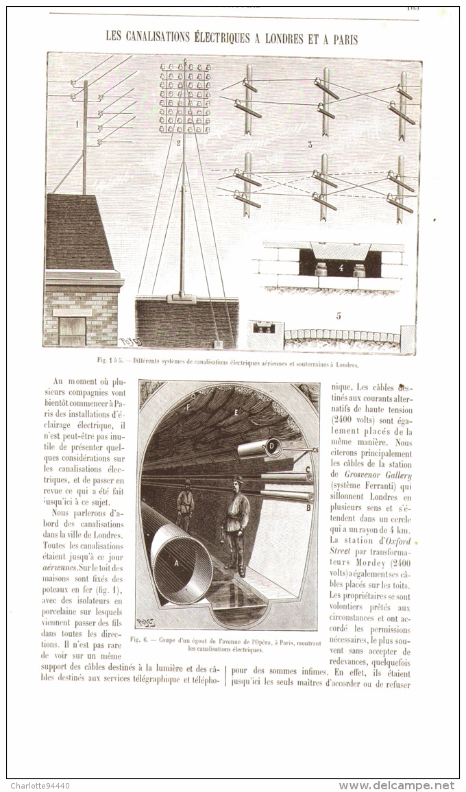 LES CANALISATIONS ELECTRIQUES à  " LONDRES Et à PARIS "   1889 - Autres & Non Classés