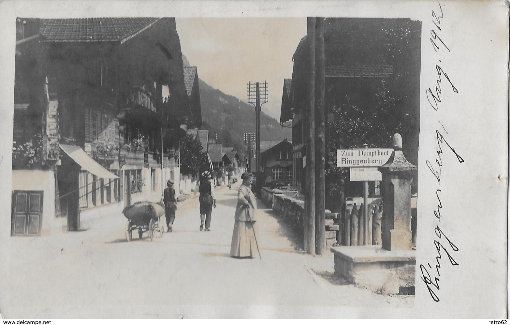 RINGGENBERG &rarr; Belebte Dorfstrasse, Echte Fotokarte Anno 1912  &#x25BA;RRR&#x25C4; - Ringgenberg