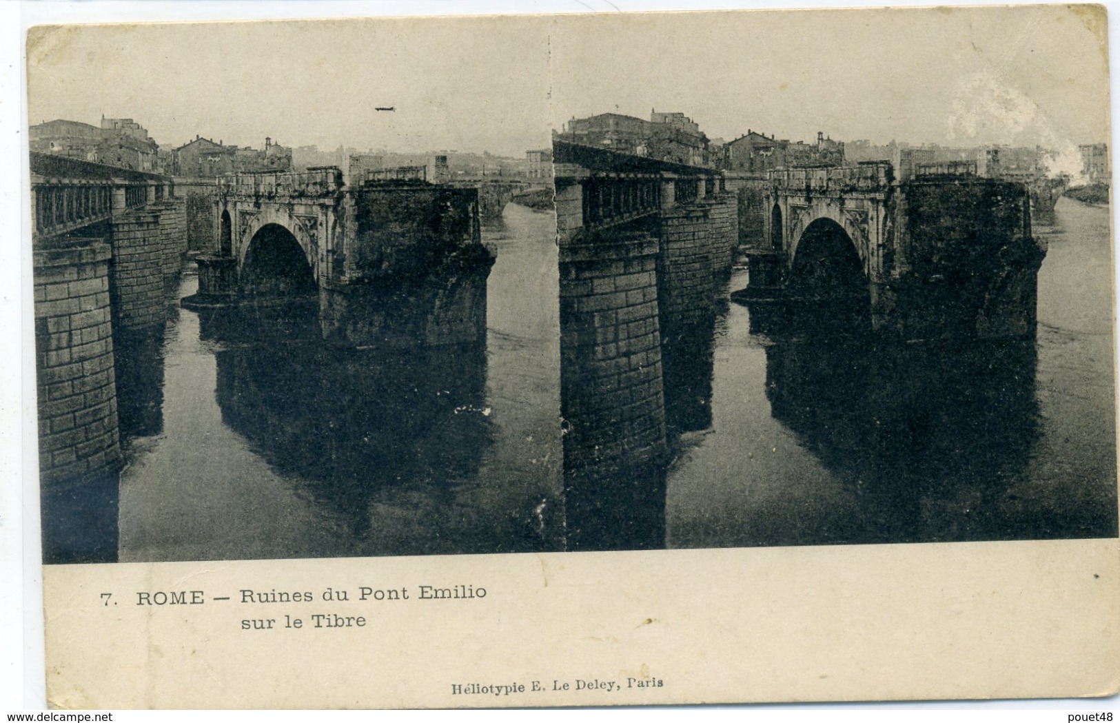 ROME - Ruines Du Pont Emilio Sur Le Tibre - Carte Stéréo - Bruggen