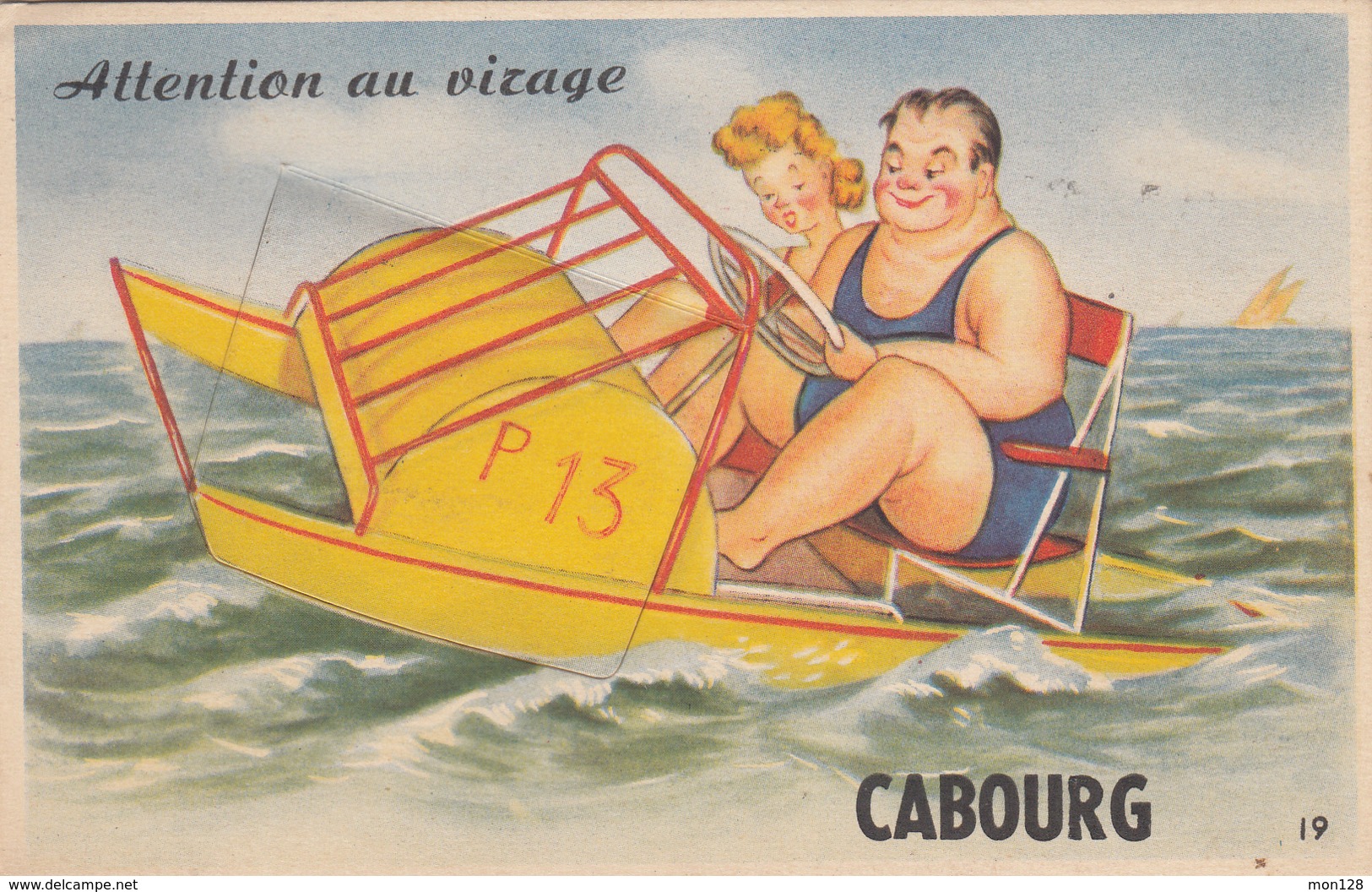 CABOURG (14)  ATTENTION AU VIRAGE - CARTE A SYSTEME COMPLET - BON ETAT - Cabourg