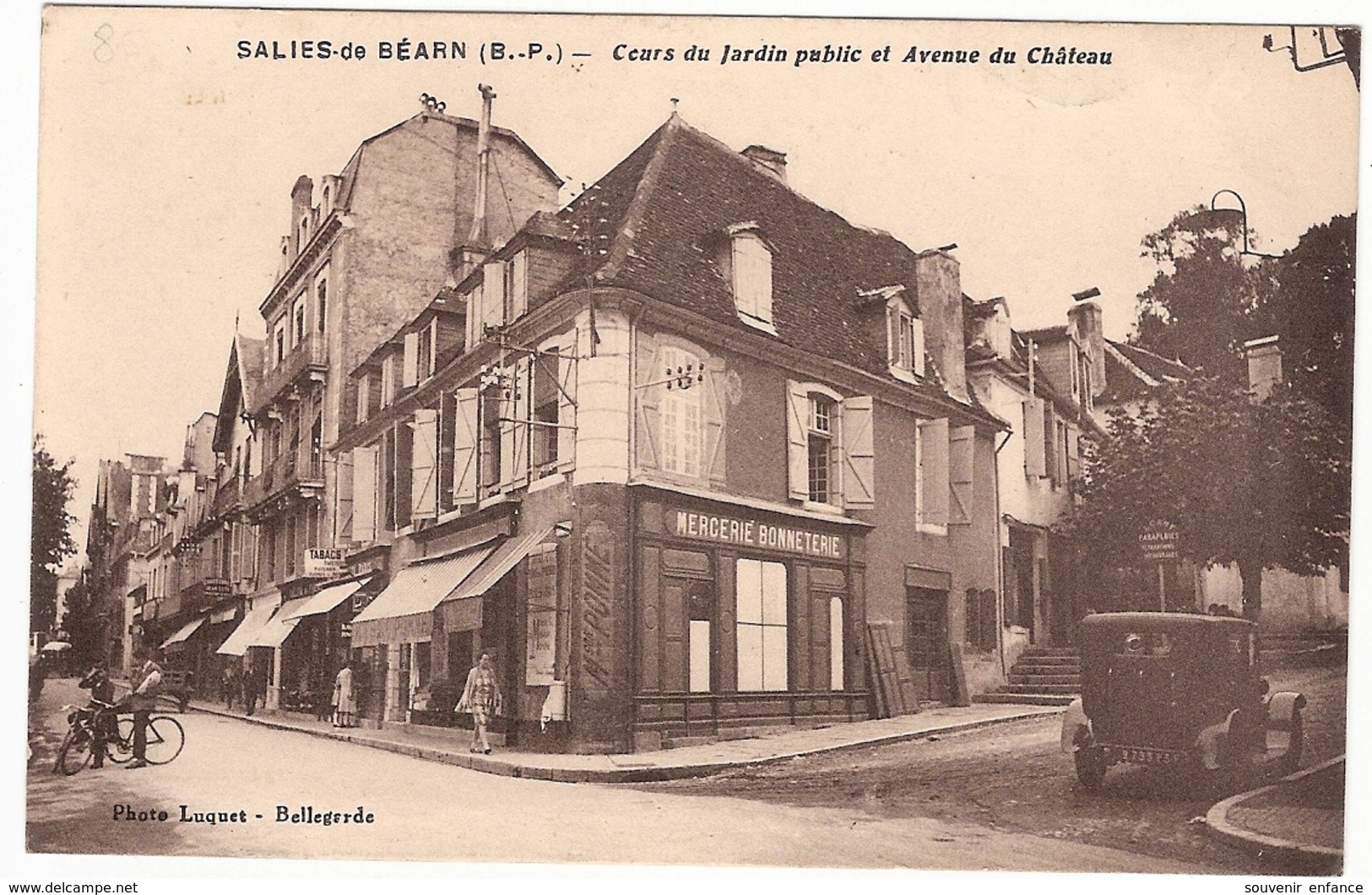 CPA Salies De Bearn Cours Du Jardin Public Et Avenue Du Château 64 Pyrénées Atlantiques Mercerie  Bonneterie - Autres & Non Classés