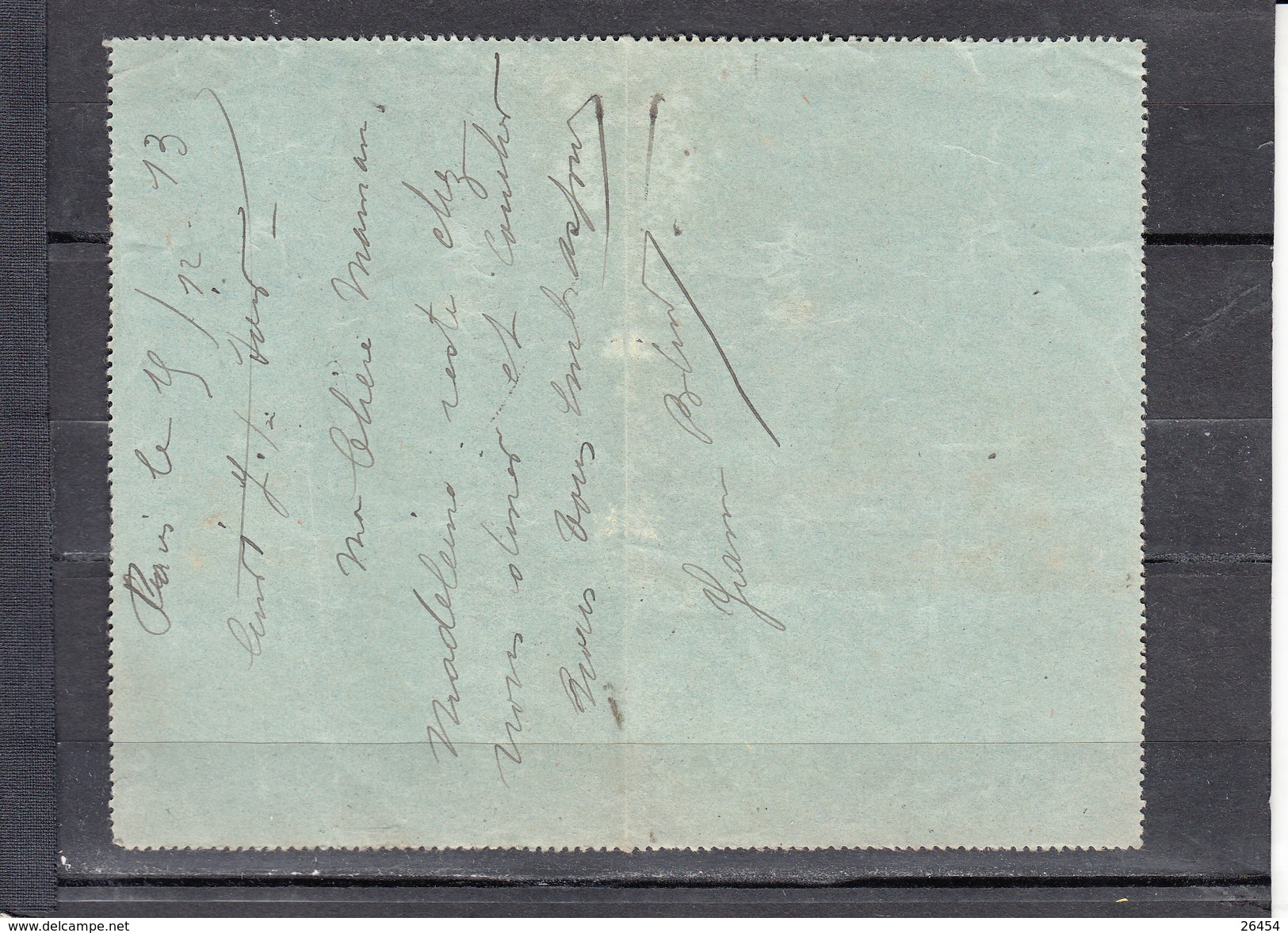 Carte-lettre PNEUMATIQUE Avec  Semeuse 30c Violet De PARIS 18  Le 15 12 1913  Pour PARIS - Pneumatische Post