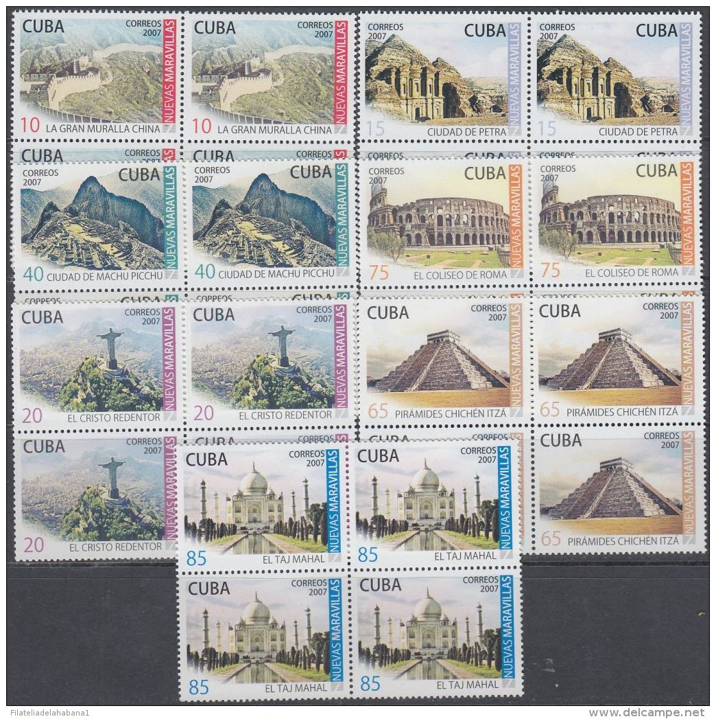 2007.464 CUBA MNH 2007. NEW 7 WONDERS WORLD, TAJ MAHAL, CRISTO REDENTOR, MACHU PICHU CHINA WALL, PETRA, CHICHEN ITZA. - Unused Stamps