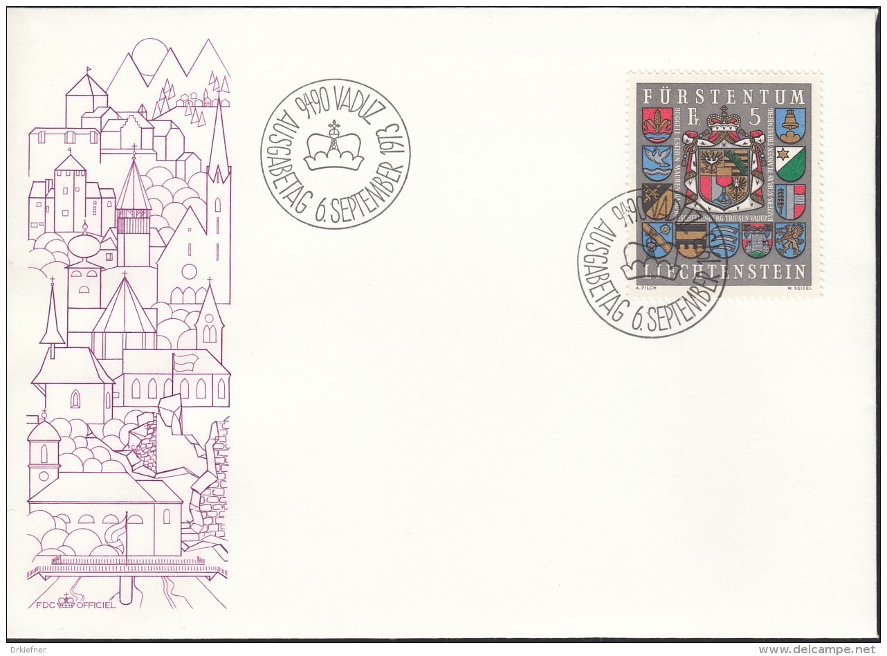 LIECHTENSTEIN 590 I, FDC, Wappen 1973 - FDC