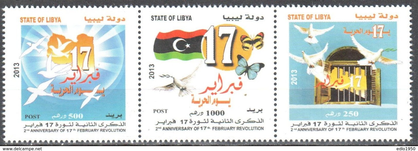 Libya 2013 - Butterflies - Papillon -  MNH (**) - Mariposas