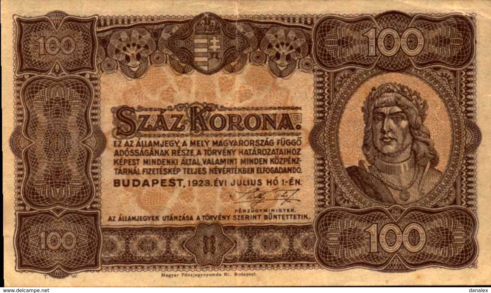HONGRIE 100 COURONNES Du 1-7-1923  Pick 73  XF/SUP - Hongrie