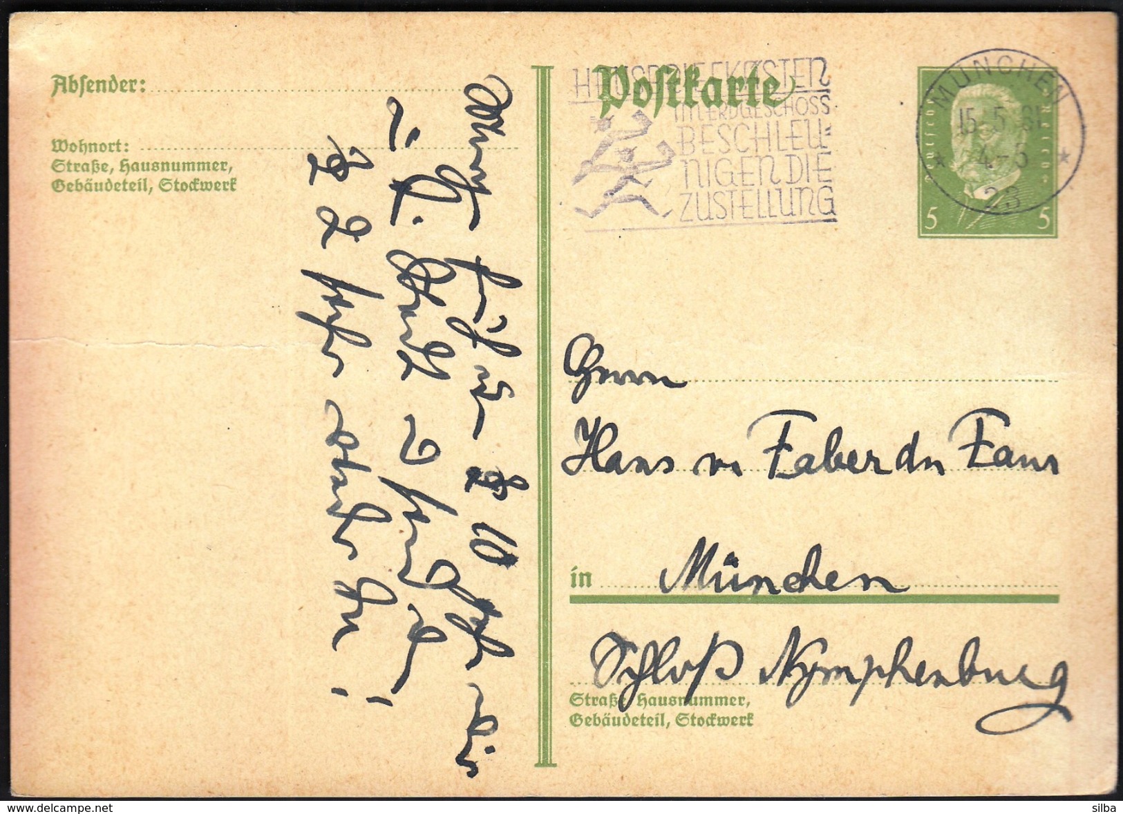 Germany Deutsches Reich Munich 1931 / Postal Stationery / 5 Pfennig / Machine Stamp / Hausbriefkasten - Storia Postale