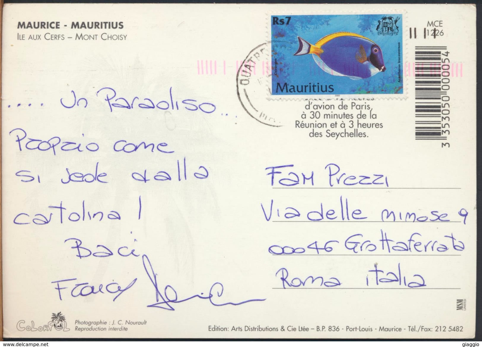 °°° 1181 - MAURITIUS - ILE AU CERFS - MONT CHOISY - With Stamps °°° - Mauritius