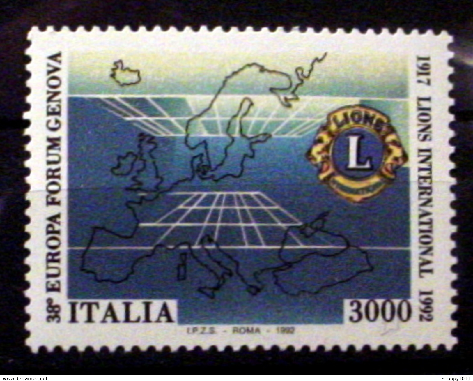 ITALY # 1914.  3000 L, Lion's International 75th .   MNH (**) - 1991-00: Mint/hinged