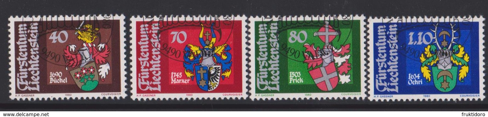 Liechtenstein Mi 743-746 Heraldry - Coat Of Arms - Büchel - Marxer - Frick - Oehri - 1980 - Gebruikt