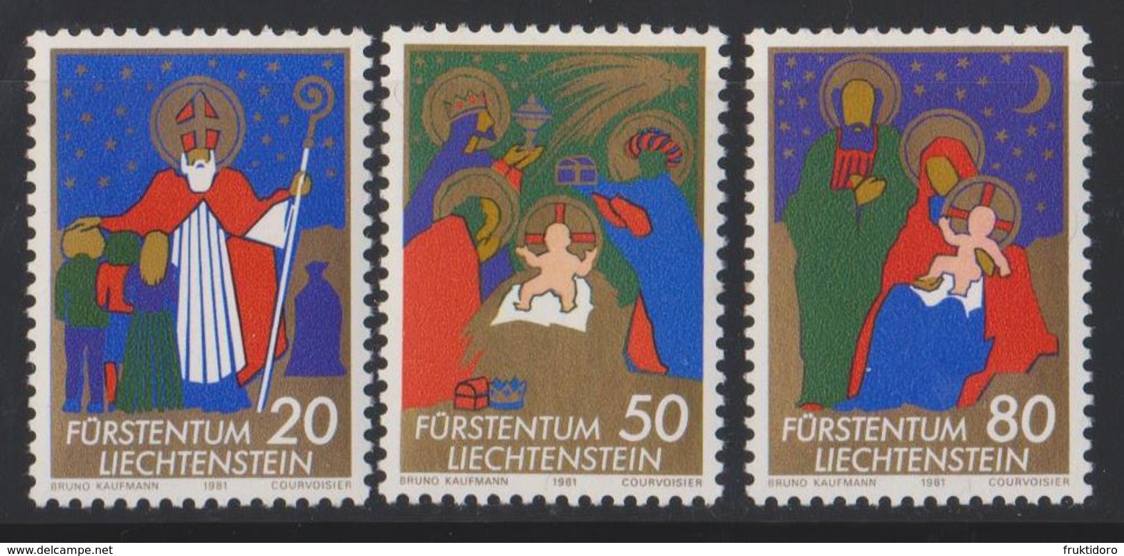 Liechtenstein Mi 788-790 Christmas St Nicolas - The Wise Men - The Holy Family - 1981 * * - Unused Stamps