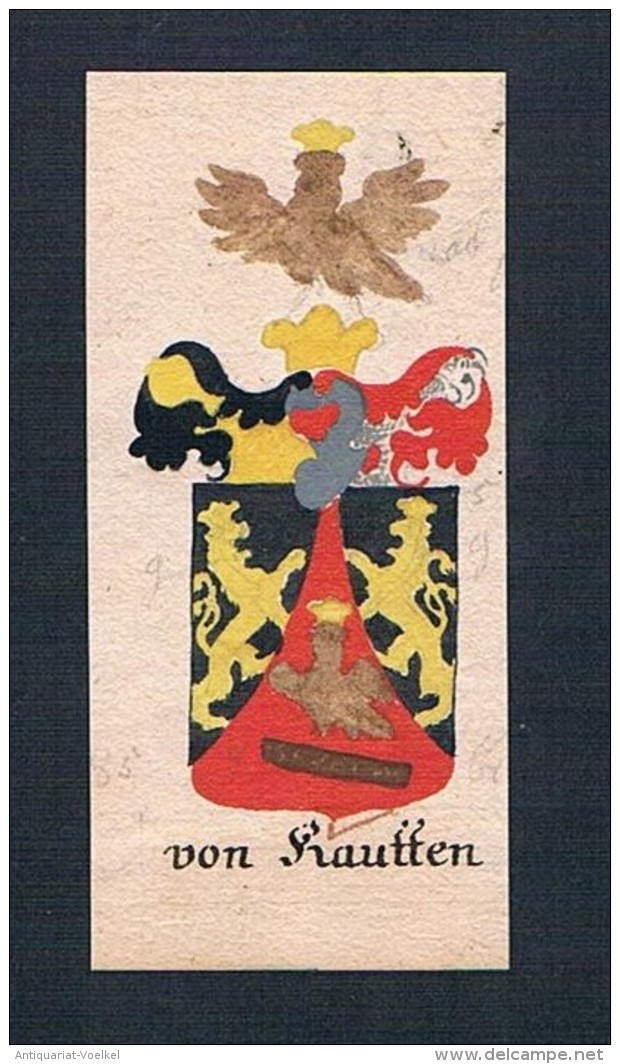 Von Kautten - Von Kauten Kautten Böhmen Manuskript Wappen Adel Coat Of Arms Heraldry Heraldik - Stiche & Gravuren