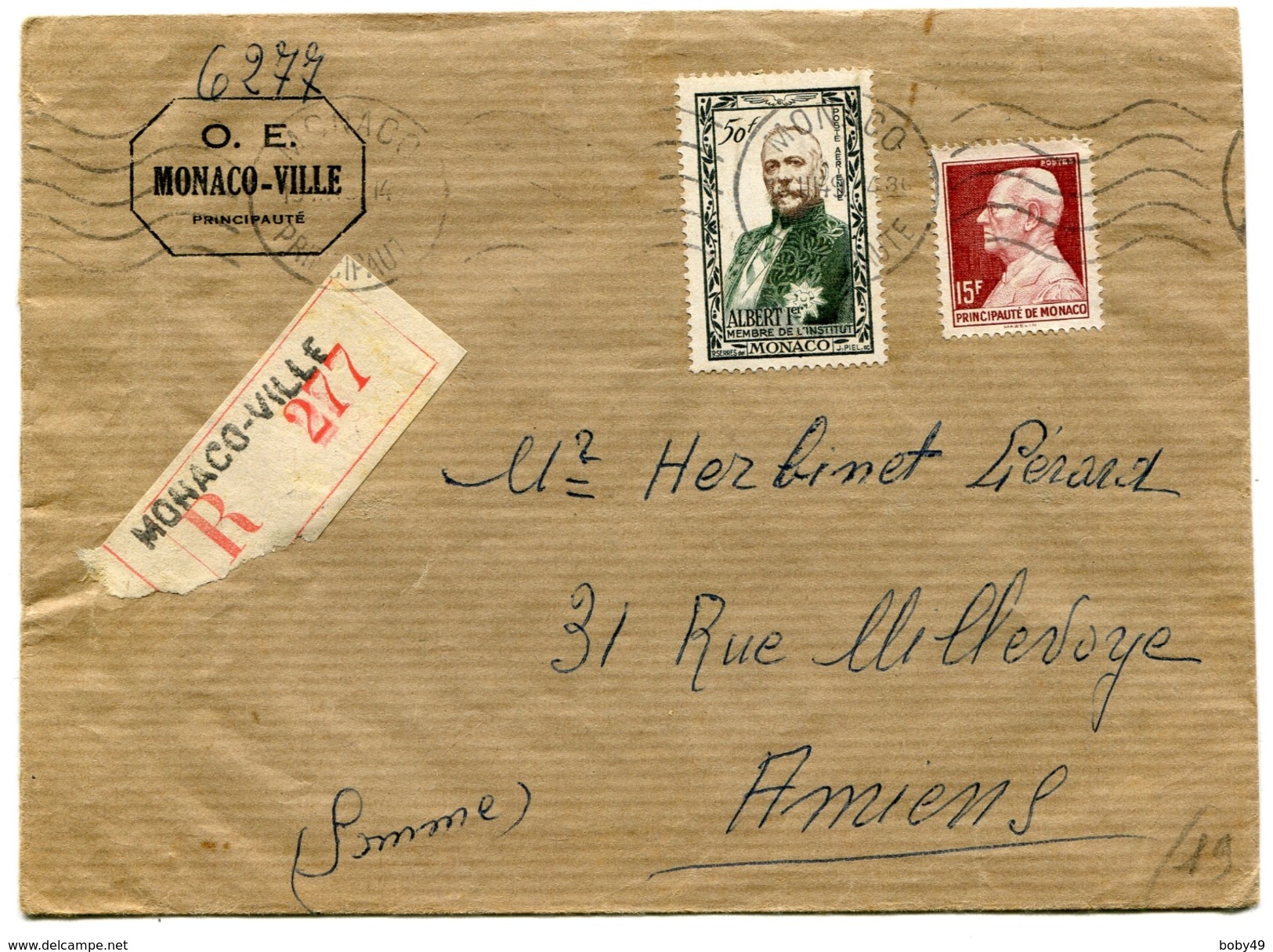 Env. Recom. De MONACO VILLE Du 10/03/1949 - Lettres & Documents
