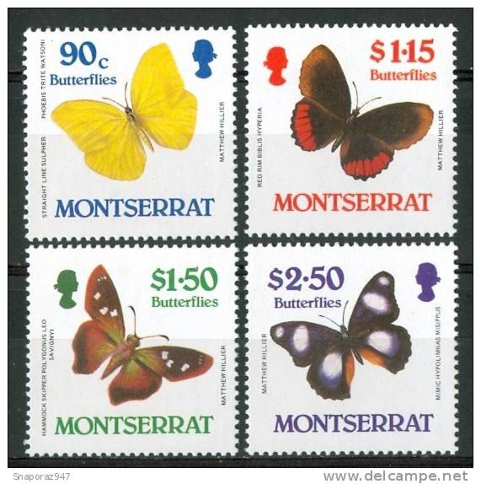 1984 Montserrat Farfalle Butterflies Schmetterlinge Papillons Set MNH** Te151 - Farfalle